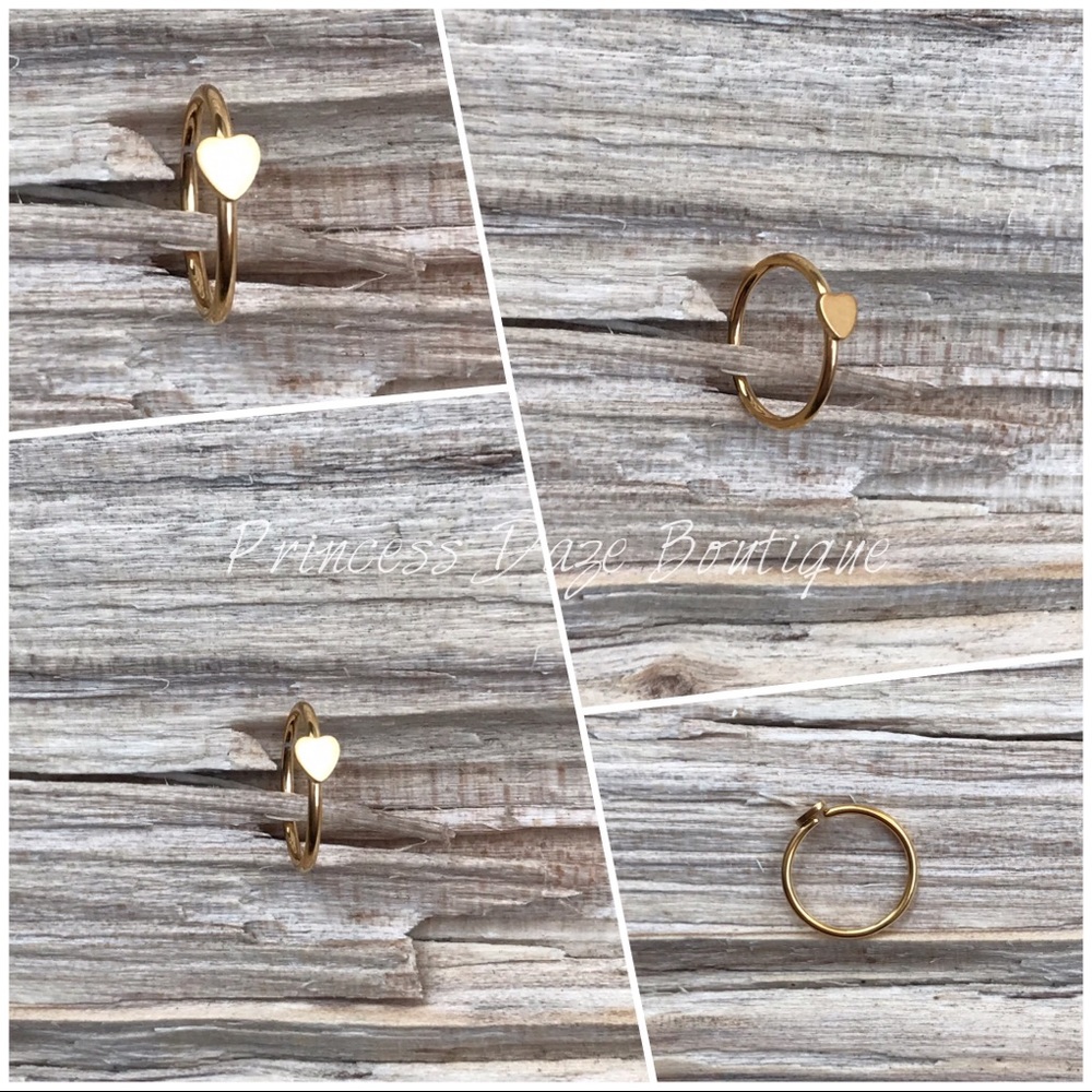 Gold Heart‎ Nose Hoop